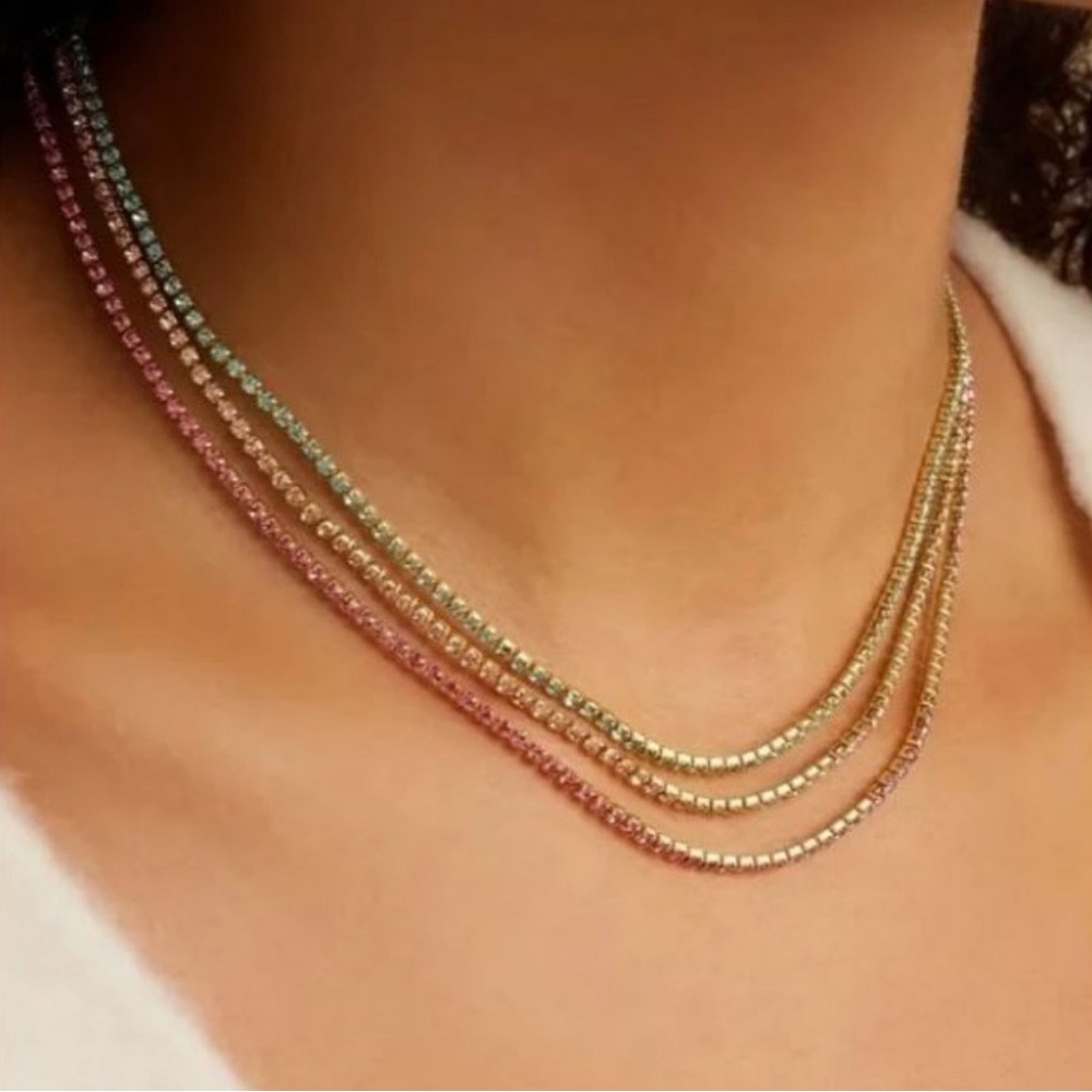 Gorjana Neckace 18k Gold Plated Lexi Aqua Blue Crystal - Picture 2 of 5